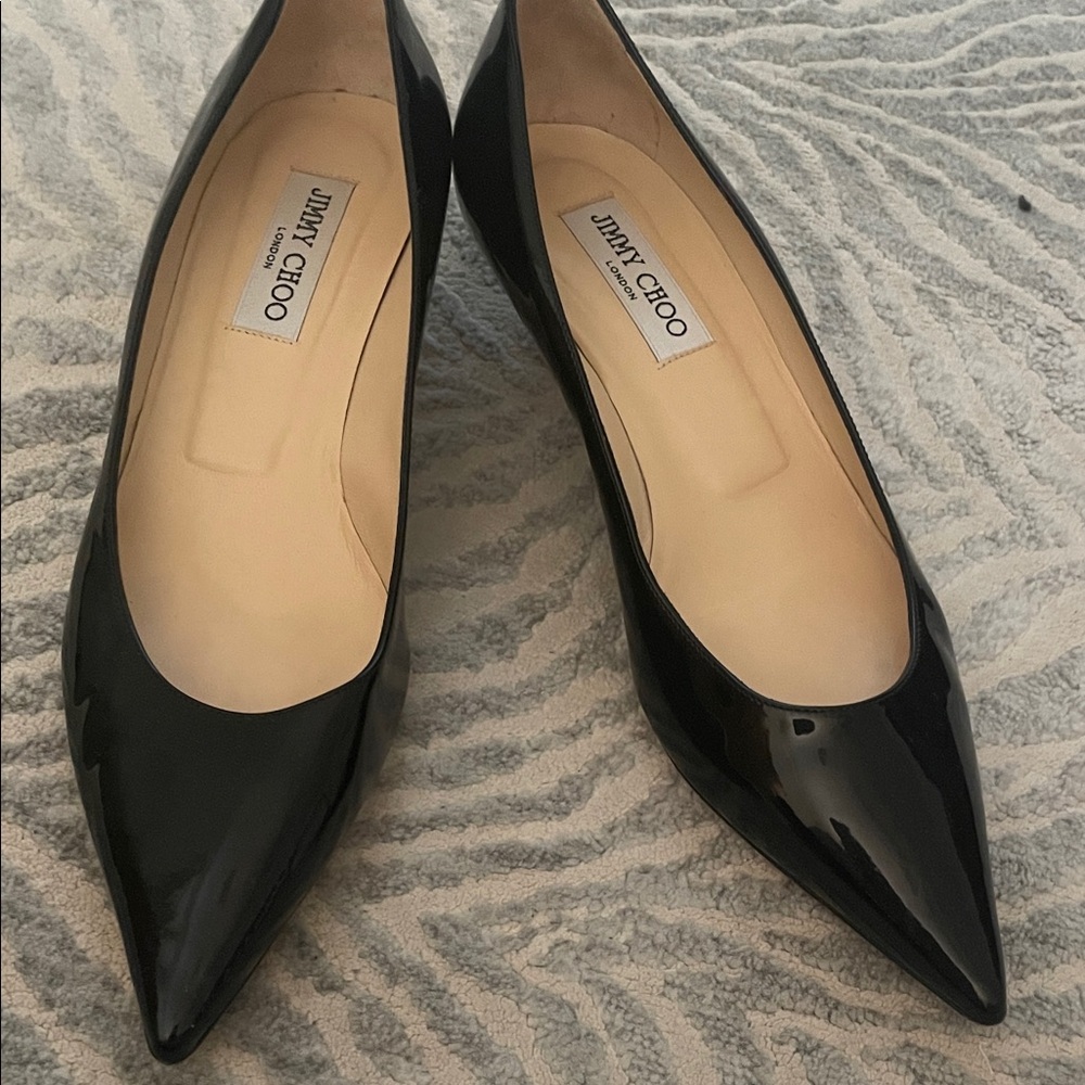 Jimmy Choo Black Patent Leather kitten Heels
